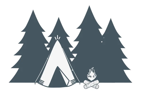 Utomhus Camping tecknad — Stock vektor