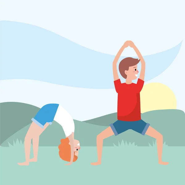 Pareja en forma practicando yoga — Archivo Imágenes Vectoriales