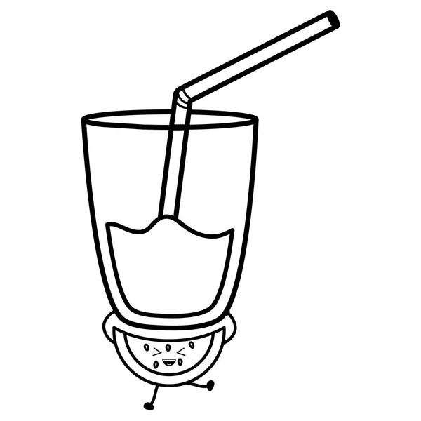 Склянка з соком кавун свіжий фруктовий характер каваї — стоковий вектор