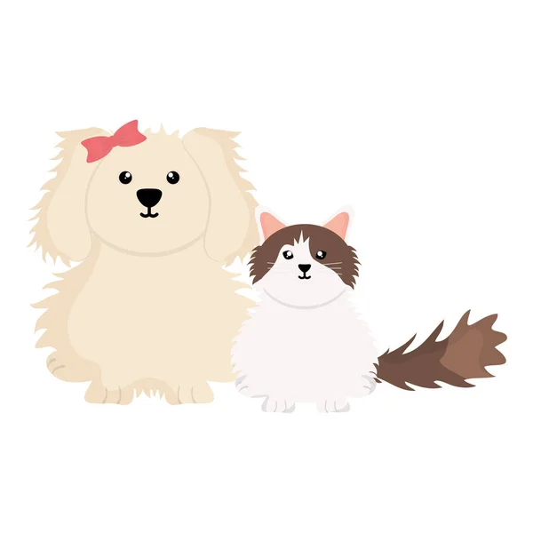 Cute little cat and dog mascots — Stock Vector