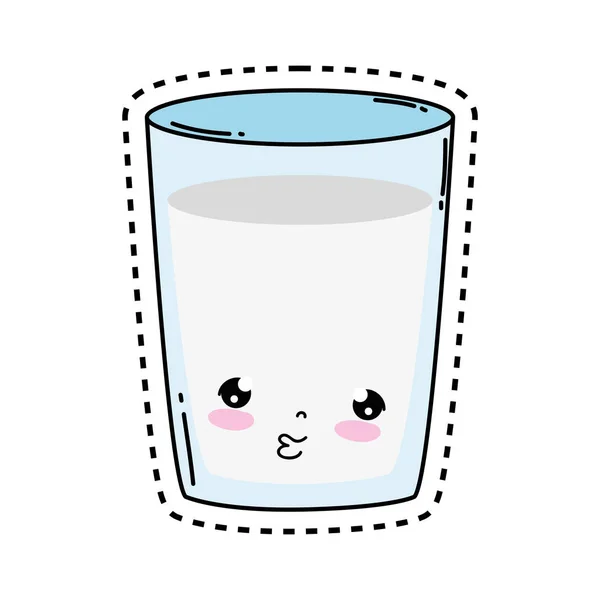 Milk glass kawaii character — Stock Vector