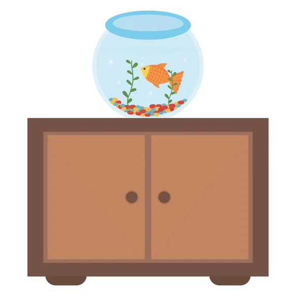 Mascotas de peces en el acuario sobre cajón — Archivo Imágenes Vectoriales