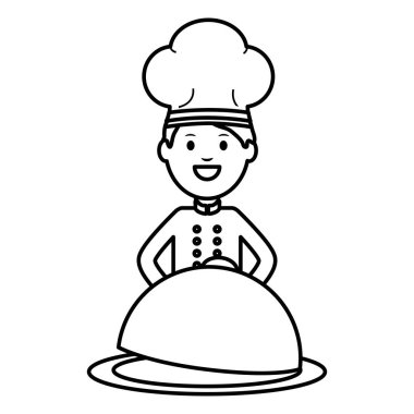 Tepsi sunucu ile genç şef