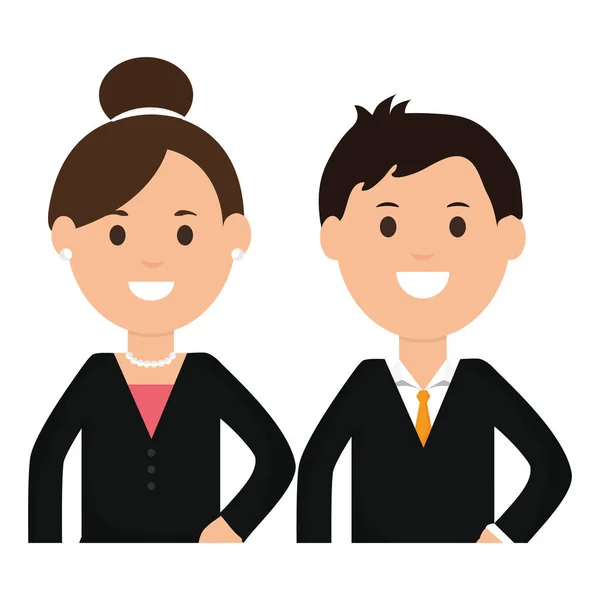 Young business couple avatars characters — Stock Vector