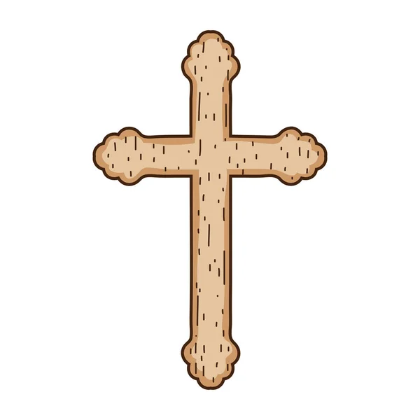 Wooden cross christianity icon — Stock Vector