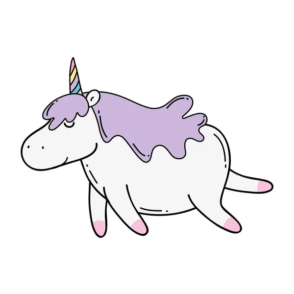 Karakter unicorn kawaii yang lucu - Stok Vektor