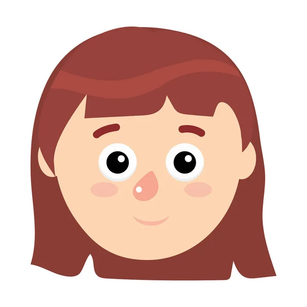 Mujer joven cara de dibujos animados — Vector de stock