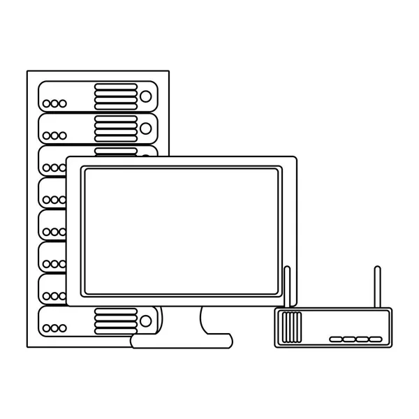 Tecnologia de computação cartoon — Vetor de Stock