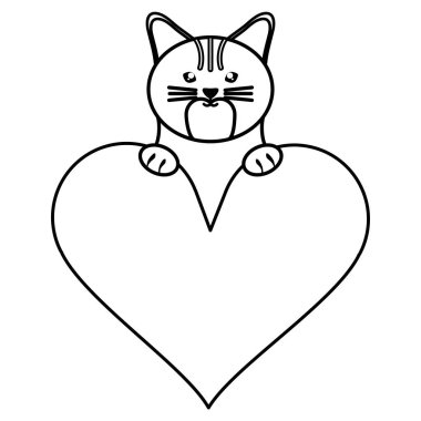 kalp aşk karakteri ile sevimli küçük kedi