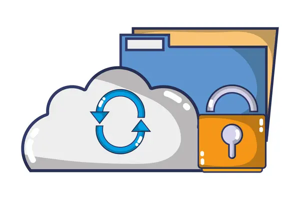 Tecnología informática seguridad dibujos animados — Archivo Imágenes Vectoriales