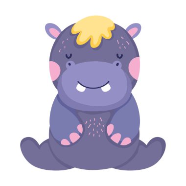 sevimli ve küçük Hippo karakter
