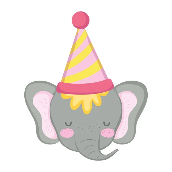 Schattige en kleine olifant met Party Hat — Stockvector