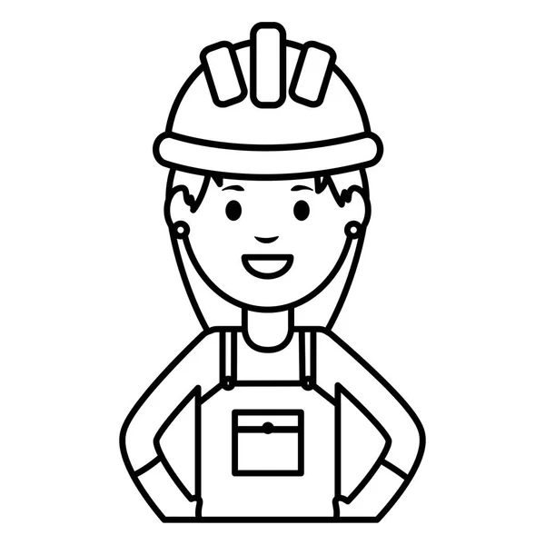 Travailleuse constructeur avec casque — Image vectorielle