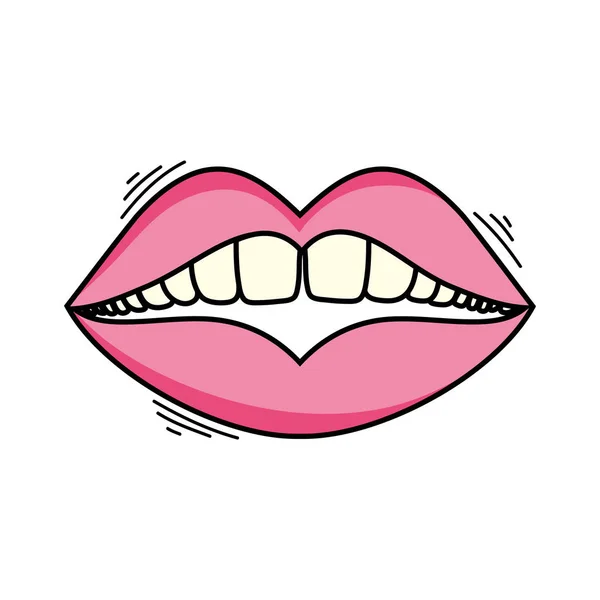 Mulher boca pop arte estilo —  Vetores de Stock