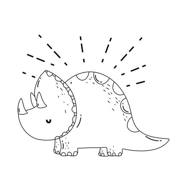 Lindo triceratops carácter icono — Vector de stock