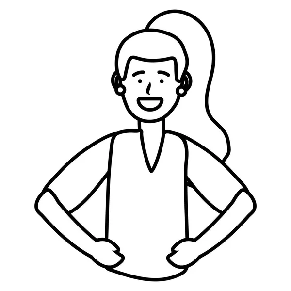 Donna ritratto avatar bianco e nero — Vettoriale Stock