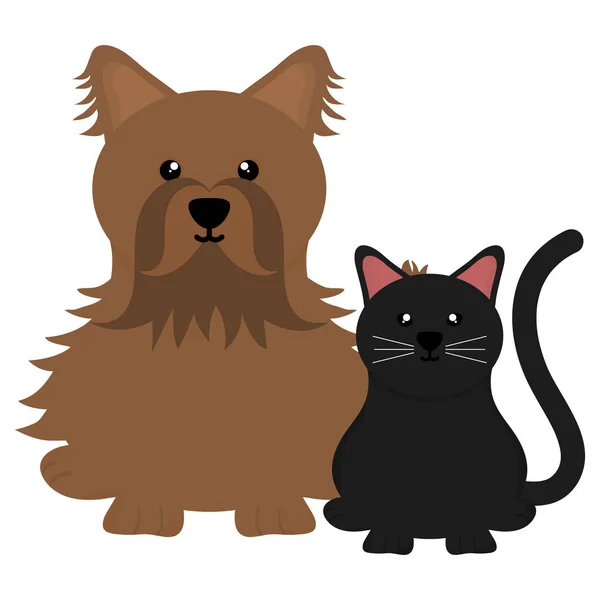 Cute little cat and dog mascots — Stock Vector