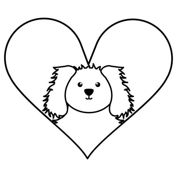 Cute little dog pet with heart love — Stock Vector