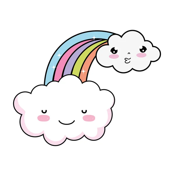 Cute chmura z Rainbow Kawaii charakter — Wektor stockowy