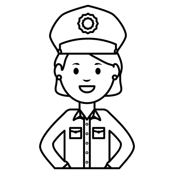 Kobieta oficer policji avatar znaków — Wektor stockowy