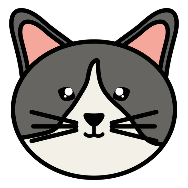 Bonitinho pequeno gato pet cabeça personagem — Vetor de Stock