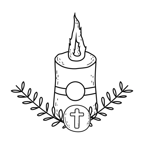 Paschal candle sacred icon — Stock Vector