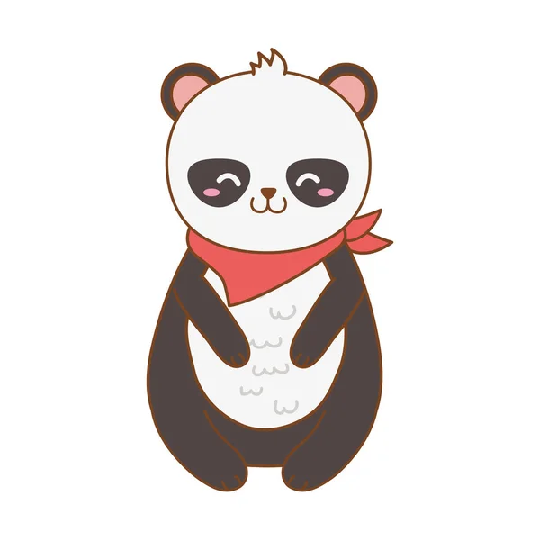 Urso bonito panda caráter floresta — Vetor de Stock