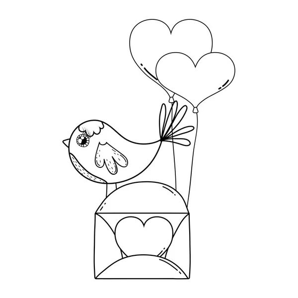 Χαριτωμένο μικρό πουλί με αερόστατο αέρα ζεστό — Διανυσματικό Αρχείο