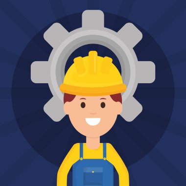 kask ve dişli ile yapıcı işçi