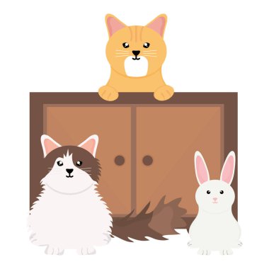 ahşap çekmeceli Maskotlar grubu