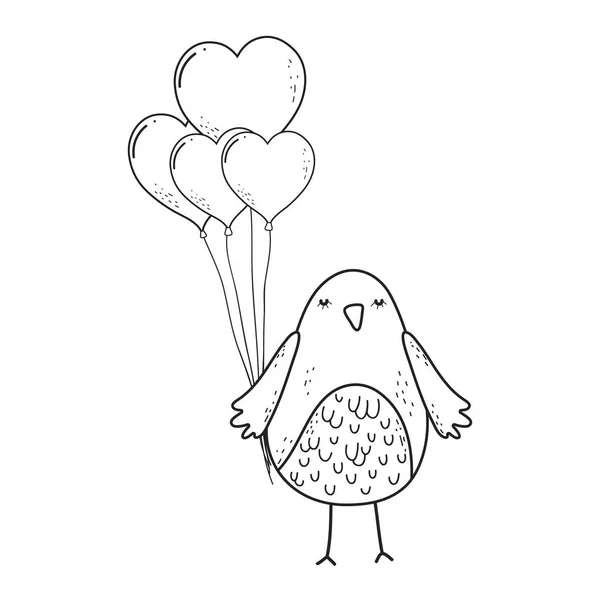Aranyos kis madár lufi hélium szép karakter — Stock Vector