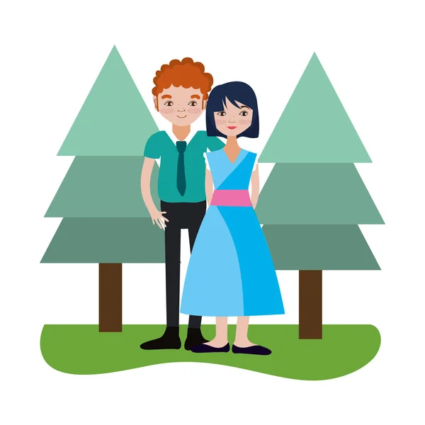 Jeune couple dessin animé — Image vectorielle