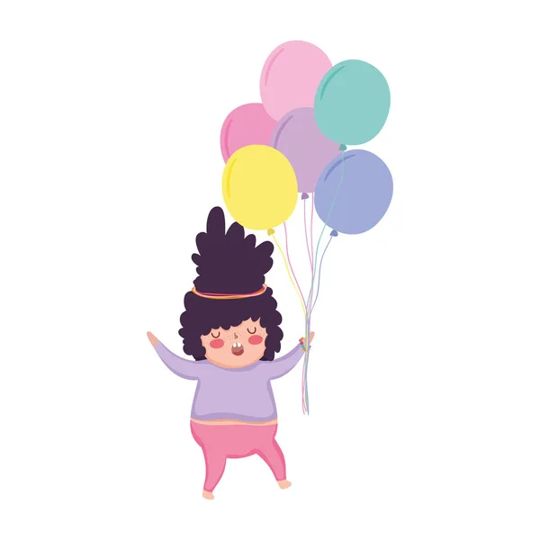 Petite fille joufflue avec des ballons air — Image vectorielle