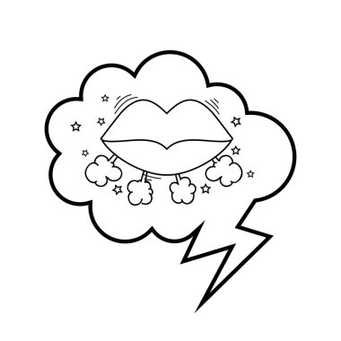 Konuşma baloncuklu kadın ağzı pop sanatı tarzı