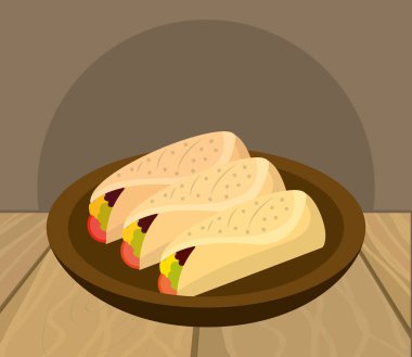 lezzetli Meksika yemeği karikatür Restoran masada