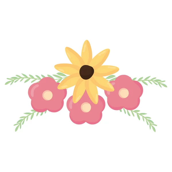 Λουλούδια και φύλλα διακόσμηση — Διανυσματικό Αρχείο