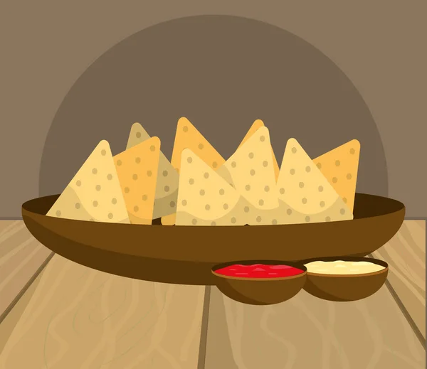 Deliciosos desenhos animados comida mexicana na mesa do restaurante —  Vetores de Stock