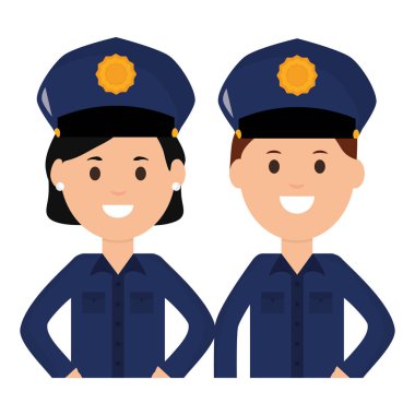 Çift polis memurları karakter avatarları