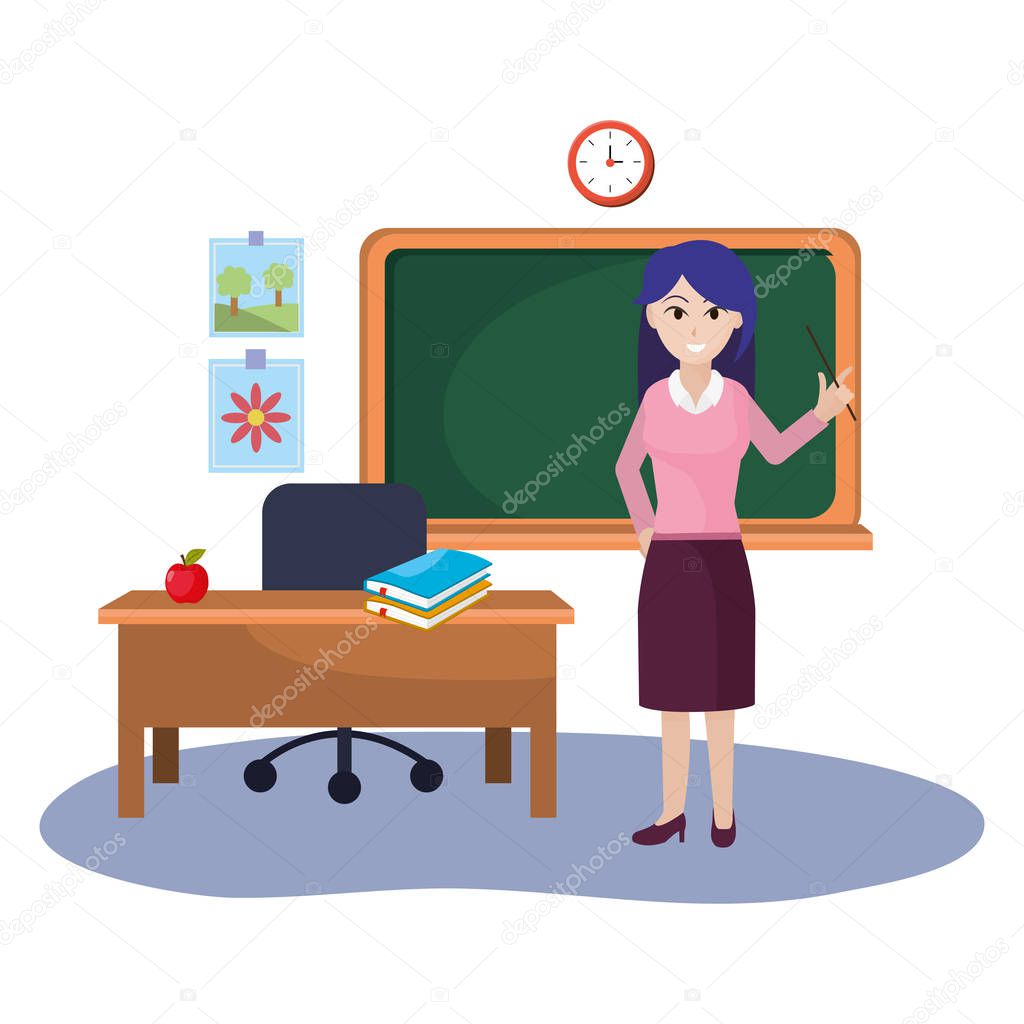 school woman teacher cartoon