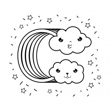 gökkuşağı Kawaii karakter ile sevimli bulut