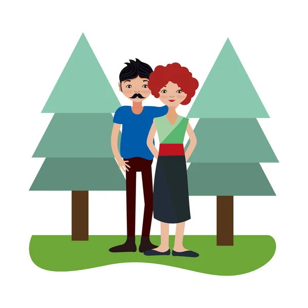 Pareja joven dibujos animados — Vector de stock