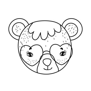 kalp güneş gözlüğü ile sevimli küçük ayı