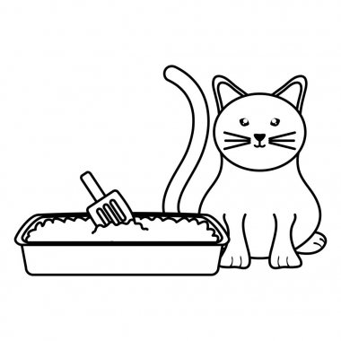 Kum kutusu karakteri sevimli küçük kedi