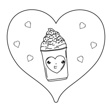 kalp Kawaii karakter sevimli dondurma