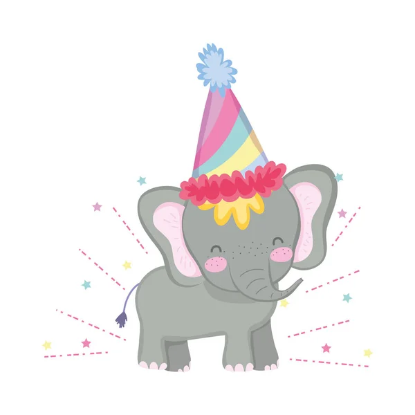 cute and little elephant with party hat