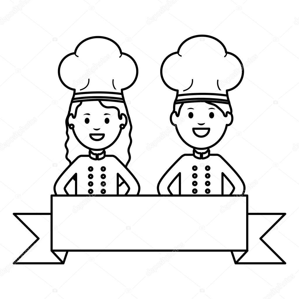 young chef couple avatars characters