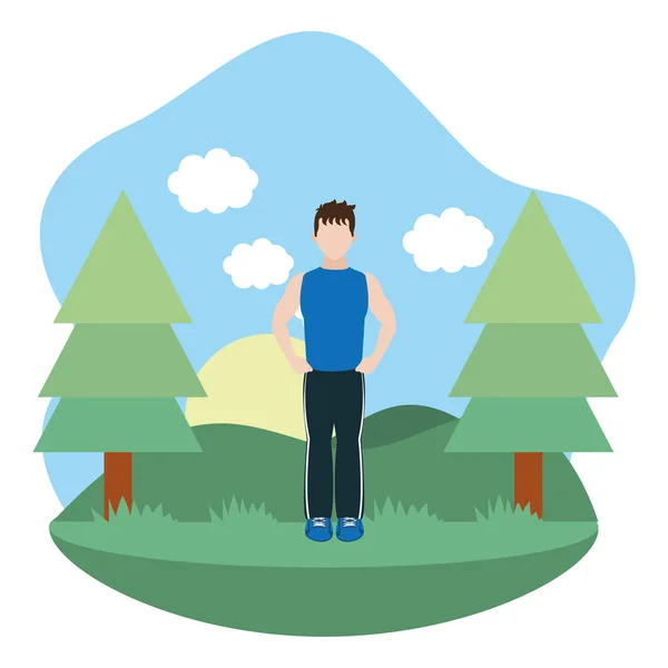 Hombre en forma haciendo ejercicio — Vector de stock