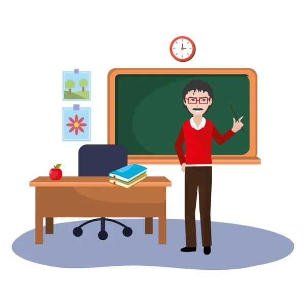 School man teacher cartoon — Stock Vector