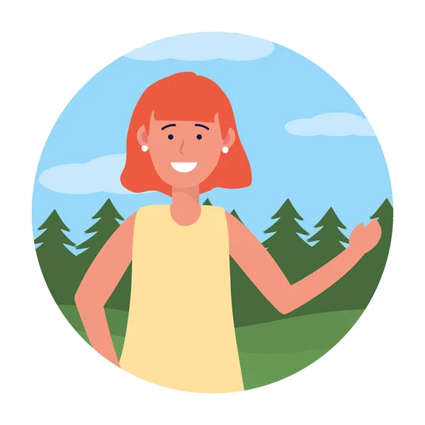 Παιδί κορίτσι πορτρέτο στρογγυλό εικονίδιο — Διανυσματικό Αρχείο