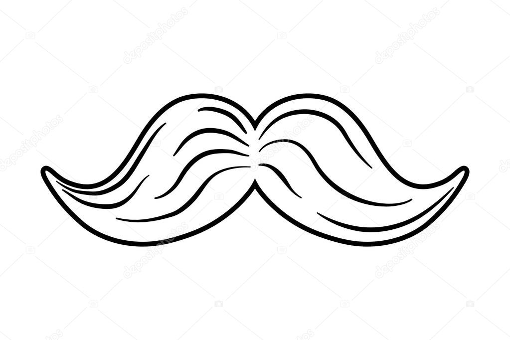 moustache icon cartoon black and white